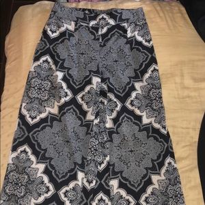 Black and white wide leg palazzo pants